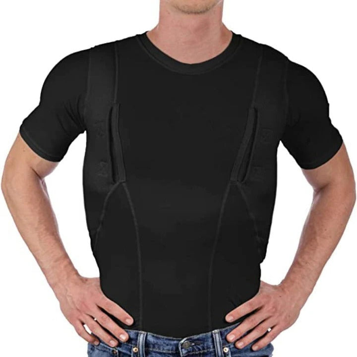 Unisex Concealed Carry Holster T-Shirt with Hidden Pockets for Secure Storage - Perfect for Everyday Wear