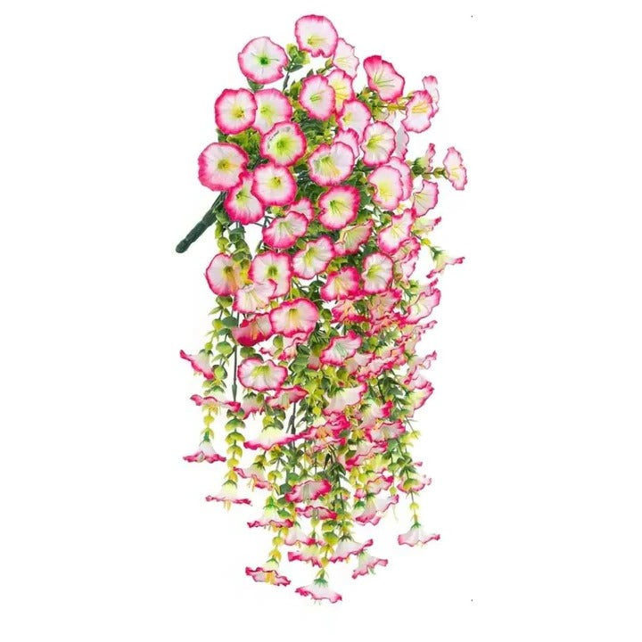Realistic Artificial Morning Glory Hanging Vines for Outdoor Decor - UV Resistant, Lifelike Greenery for Patios, Gardens, and Porches