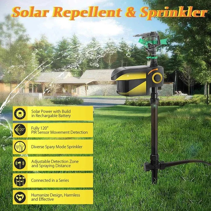 Solar-Powered Motion-Activated Deer Repellent Sprinkler - Eco-Friendly Animal Deterrent System