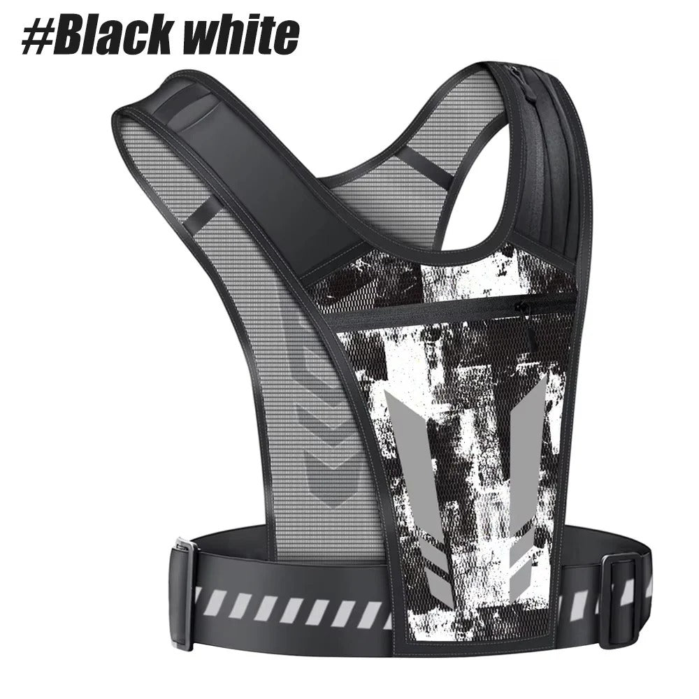 Adjustable Reflective Running Vest with Secure Phone Pocket - Lightweight, Breathable, and Safety-Enhanced for Nighttime Running