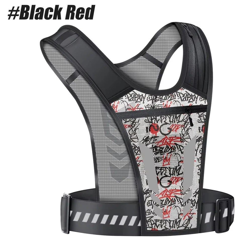 Adjustable Reflective Running Vest with Secure Phone Pocket - Lightweight, Breathable, and Safety-Enhanced for Nighttime Running