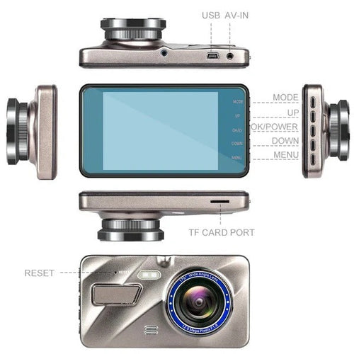 1080p HD Dual Front & Rear Dash Cam with Night Vision - High-Performance Vehicle Camera for Enhanced Safety