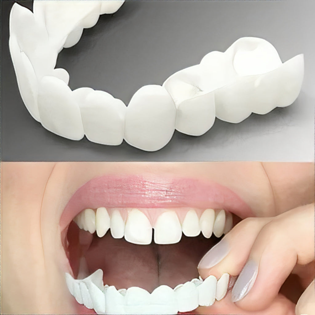 Adjustable Cosmetic Smile Veneers Set - Upper & Lower Teeth - Perfect Fit for a Beautiful Smile