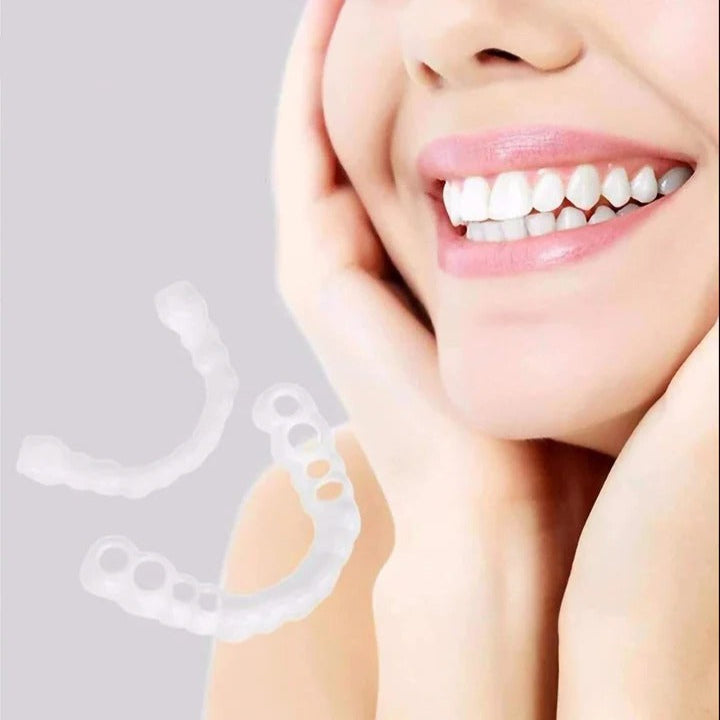 Adjustable Cosmetic Smile Veneers Set - Upper & Lower Teeth - Perfect Fit for a Beautiful Smile