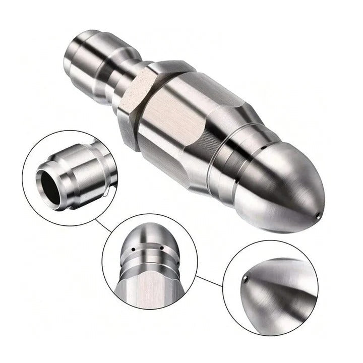 High-Pressure Sewer Jetter Nozzle for Pressure Washers - Heavy-Duty Drain Cleaning Attachment