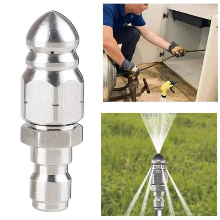 High-Pressure Sewer Jetter Nozzle for Pressure Washers - Heavy-Duty Drain Cleaning Attachment