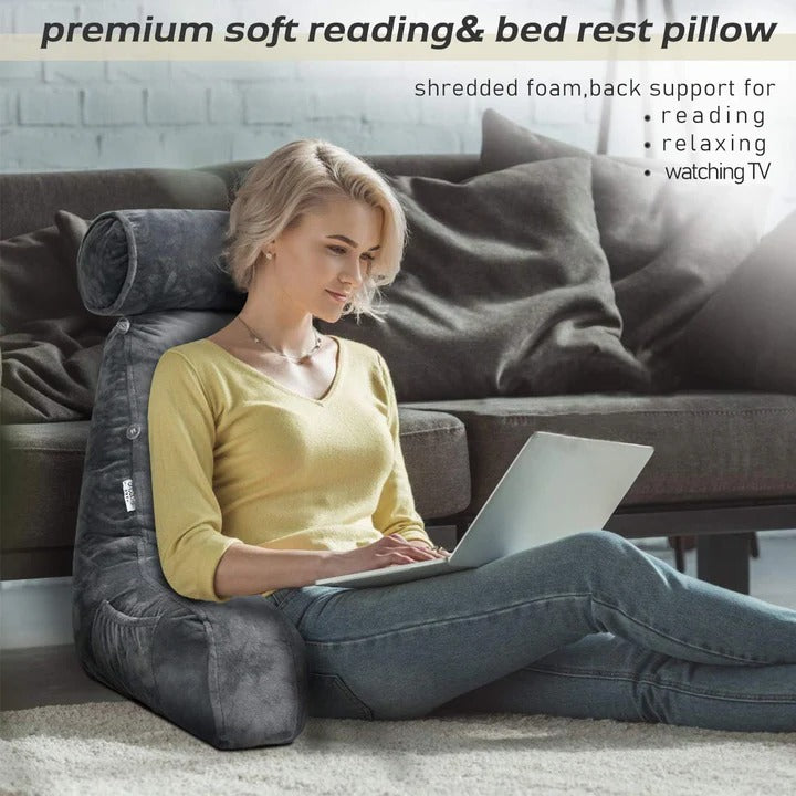 Ergonomic Reading Pillow with Armrests - Ultimate Comfort for Bed & Sofa