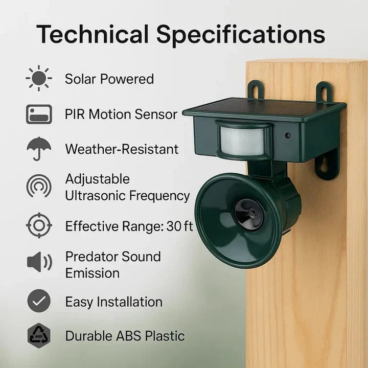 Automatic Motion Sensor Bird Repellent Device - Effective Yard Protection & Wildlife Deterrent
