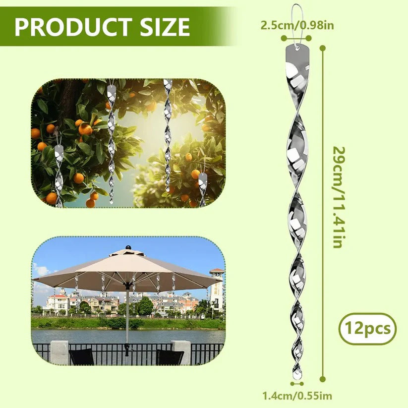 Spiral Reflective Bird Repeller Rod - Effective Outdoor Bird Control Solution