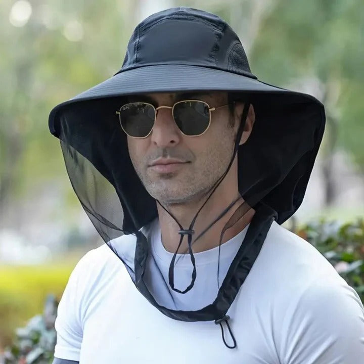 Premium Outdoor Wide Brim Hat with Mesh Netting for Ultimate Sun and Insect Protection - Ideal for Hiking, Fishing, and Camping