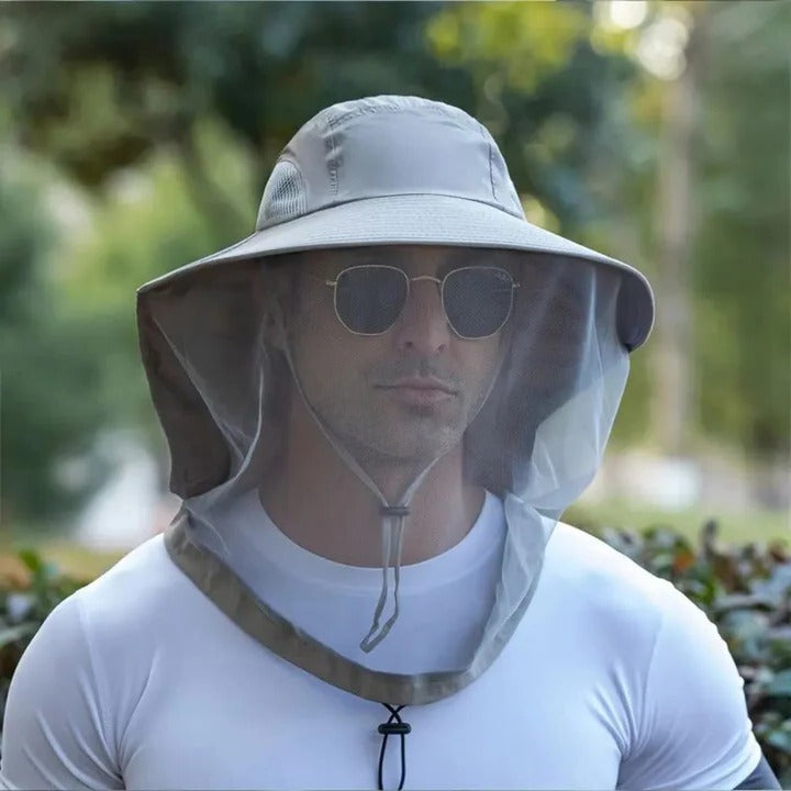 Premium Outdoor Wide Brim Hat with Mesh Netting for Ultimate Sun and Insect Protection - Ideal for Hiking, Fishing, and Camping