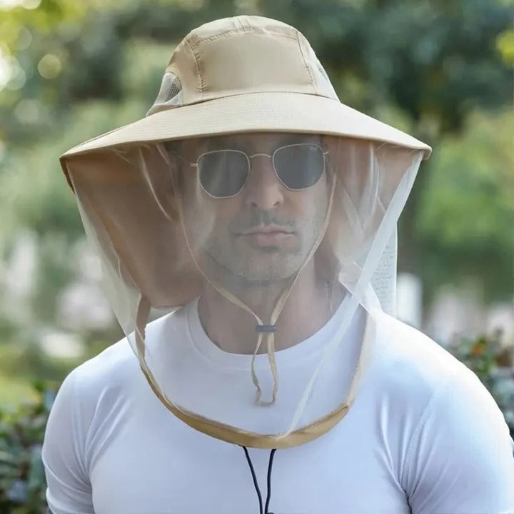 Premium Outdoor Wide Brim Hat with Mesh Netting for Ultimate Sun and Insect Protection - Ideal for Hiking, Fishing, and Camping