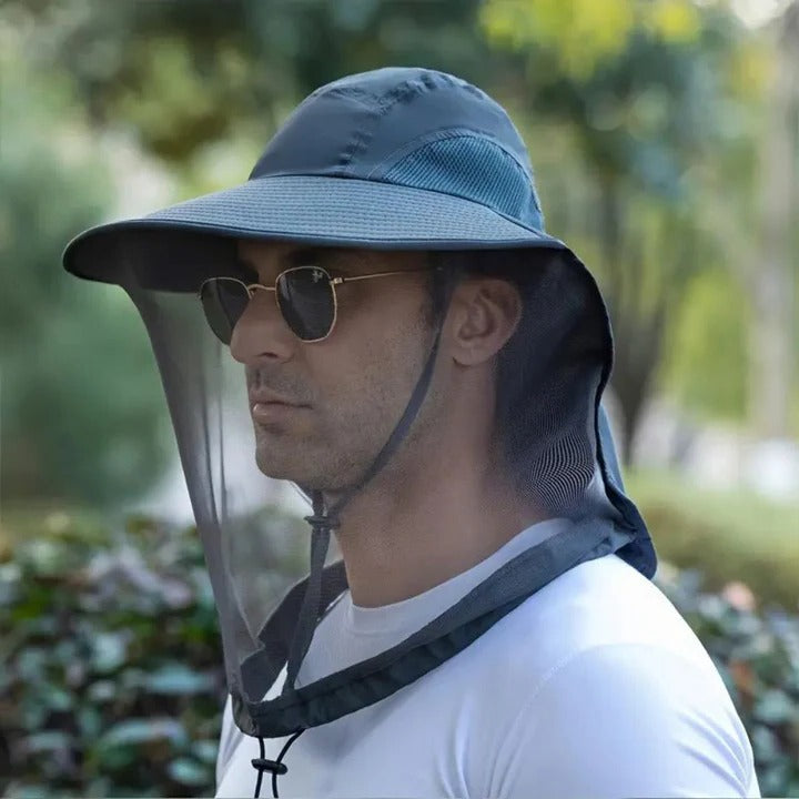 Premium Outdoor Wide Brim Hat with Mesh Netting for Ultimate Sun and Insect Protection - Ideal for Hiking, Fishing, and Camping