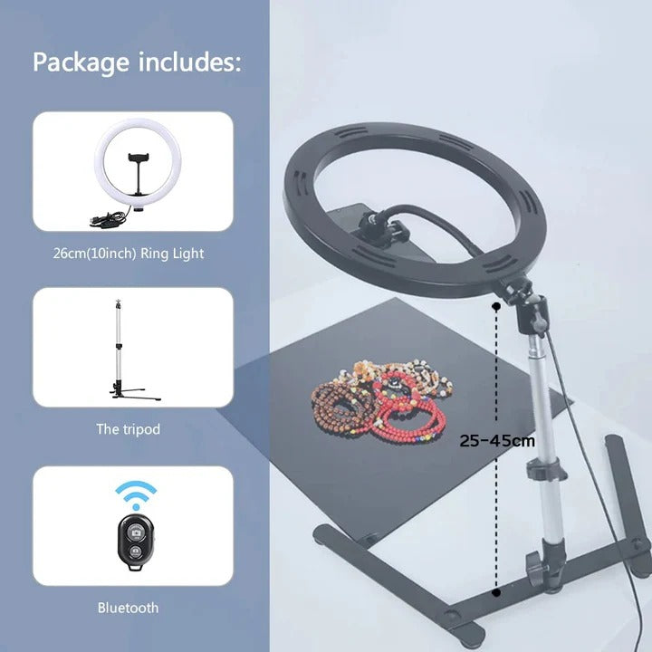 Adjustable LED Ring Light Tripod Set for Professional Photography & Video Recording - Perfect for Makeup, Live Streaming, and Vlogging