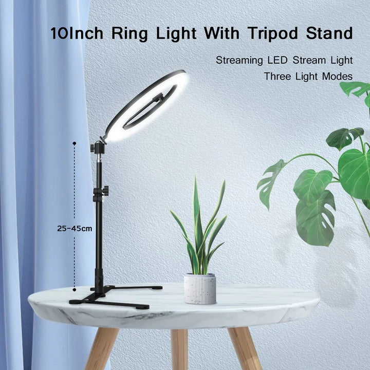 Adjustable LED Ring Light Tripod Set for Professional Photography & Video Recording - Perfect for Makeup, Live Streaming, and Vlogging