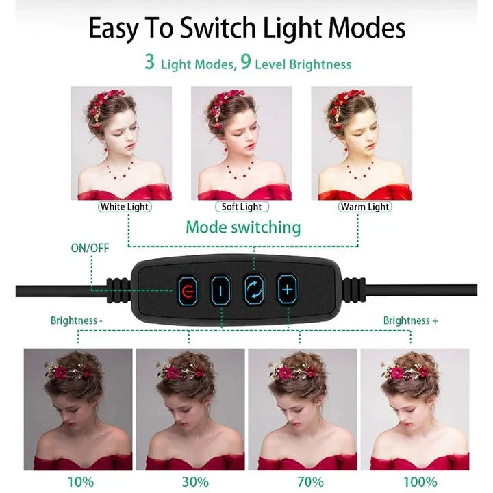 Adjustable LED Ring Light Tripod Set for Professional Photography & Video Recording - Perfect for Makeup, Live Streaming, and Vlogging