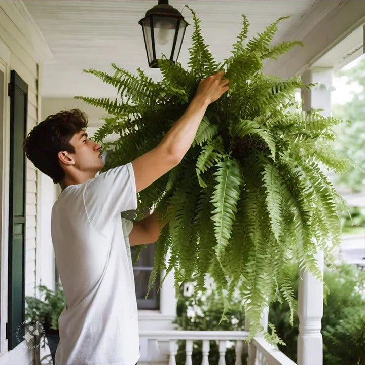 Realistic Decorative Artificial Boston Fern - Perfect for Porch & Balcony Display - Lifelike Greenery for Home Decor
