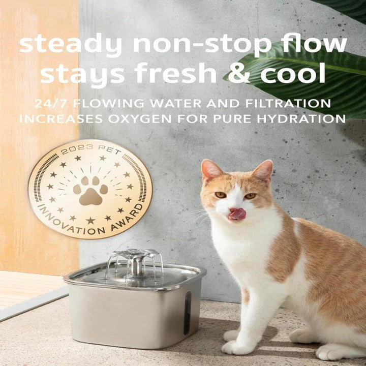 Automatic Stainless Steel Pet Water Fountain - Durable, Hygienic Water Dispenser for Cats & Dogs | Fresh Flowing Water for Optimal Hydration