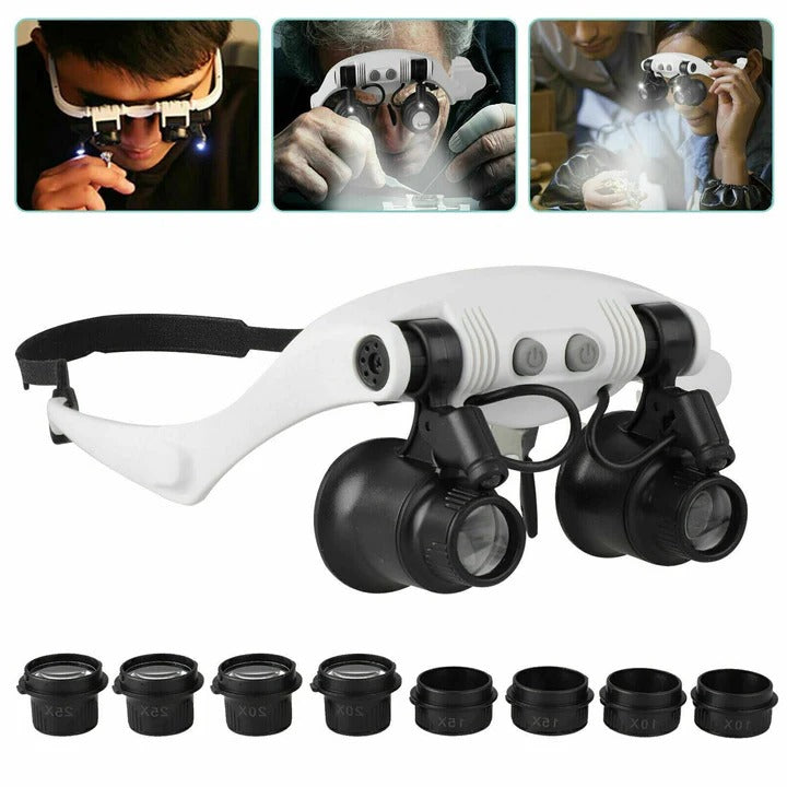 LED Headband Magnifier - Hands-Free Magnifying Glass for Crafts, Jewelry Making & Detailed Work