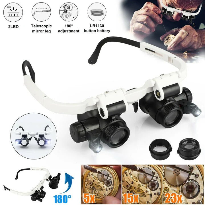 LED Headband Magnifier - Hands-Free Magnifying Glass for Crafts, Jewelry Making & Detailed Work