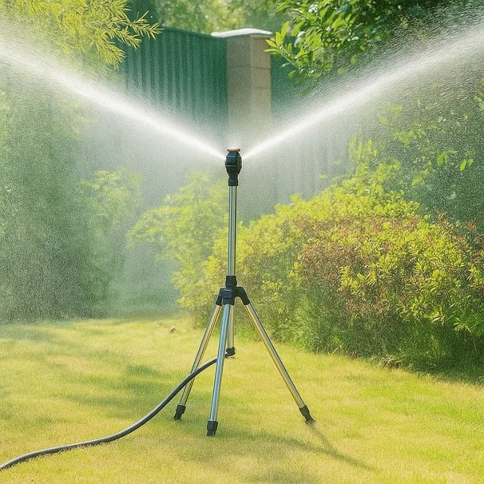 High-Pressure Adjustable Rotating Tripod Sprinkler - Perfect for Lawn & Garden Irrigation