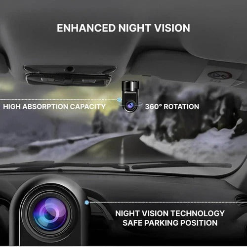 Ultra HD Car Dash Cam with Motion Detection & Night Vision - 170° Wide Angle Surveillance Camera