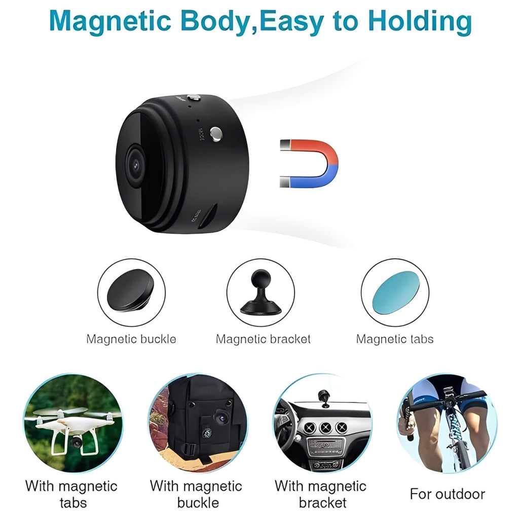 1080p Mini Magnetic WiFi Camera - Compact HD Surveillance with Night Vision & Motion Detection