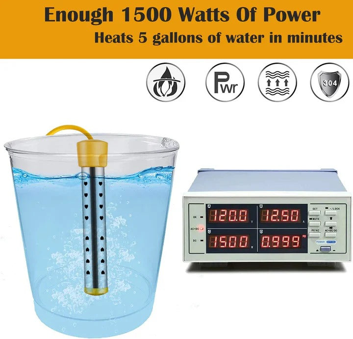 Portable Electric Immersion Water Heater - Fast Heating for Home Use, Compact & Energy Efficient