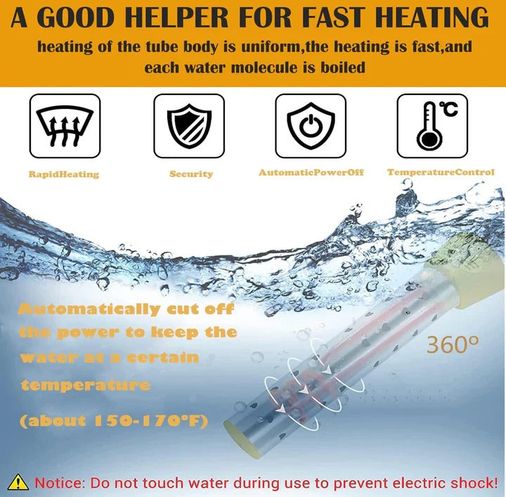 Portable Electric Immersion Water Heater - Fast Heating for Home Use, Compact & Energy Efficient