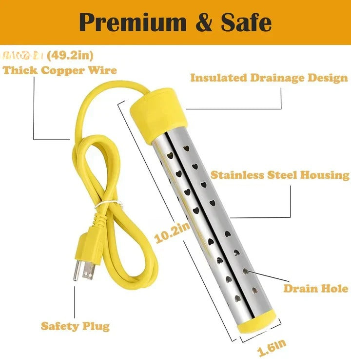 Portable Electric Immersion Water Heater - Fast Heating for Home Use, Compact & Energy Efficient