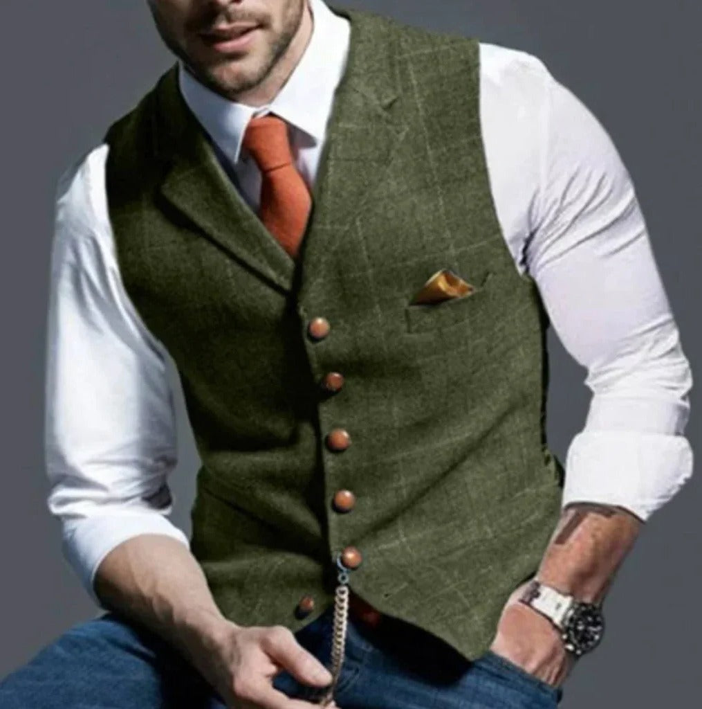 Classic Slim Fit Men's Suit Vest - Six Button Closure, Stylish & Versatile Formal Wear