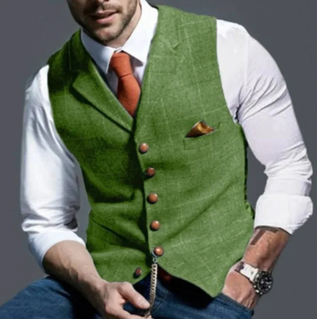 Classic Slim Fit Men's Suit Vest - Six Button Closure, Stylish & Versatile Formal Wear