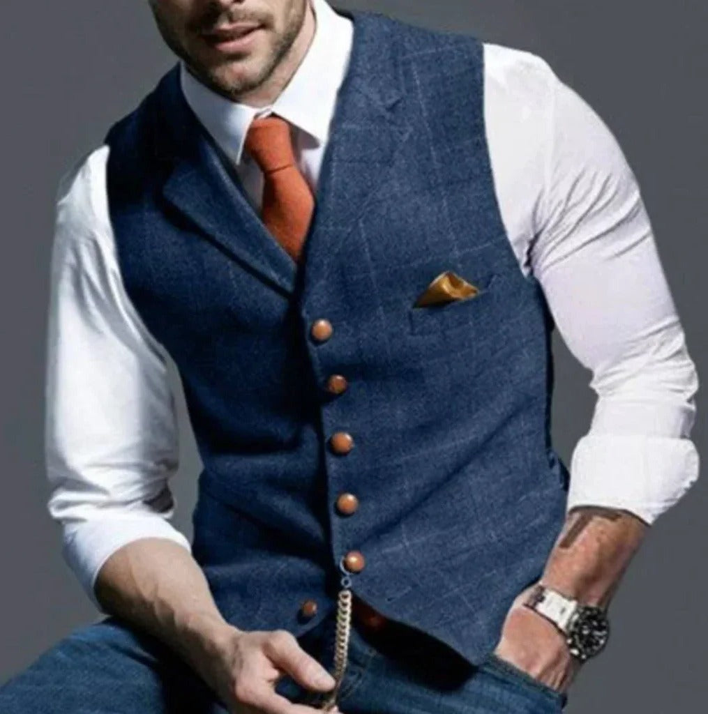Classic Slim Fit Men's Suit Vest - Six Button Closure, Stylish & Versatile Formal Wear