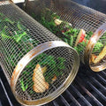 Premium Rotating BBQ Grill Basket with Locking Latch - Perfect for Even Cooking and Easy Handling