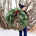 Handmade Bohemian Christmas Wreath - Dried Floral Décor & Natural Vine Design for Festive Home Decor