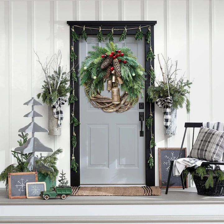 Handmade Bohemian Christmas Wreath - Dried Floral Décor & Natural Vine Design for Festive Home Decor
