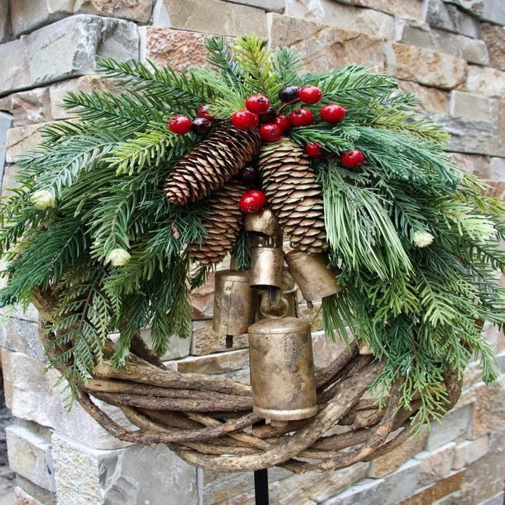 Handmade Bohemian Christmas Wreath - Dried Floral Décor & Natural Vine Design for Festive Home Decor