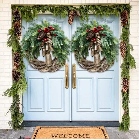 Handmade Bohemian Christmas Wreath - Dried Floral Décor & Natural Vine Design for Festive Home Decor