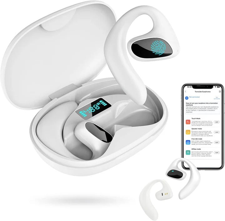 Smart Wireless Translator Earbuds - Real-Time Translation for Travel & Business | Noise-Canceling, Bluetooth Connectivity