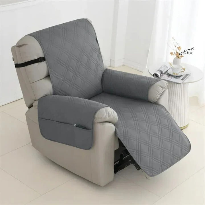 Non-Slip Waterproof Quilted Recliner Cover with Elastic Straps - Durable Furniture Protector for Recliners