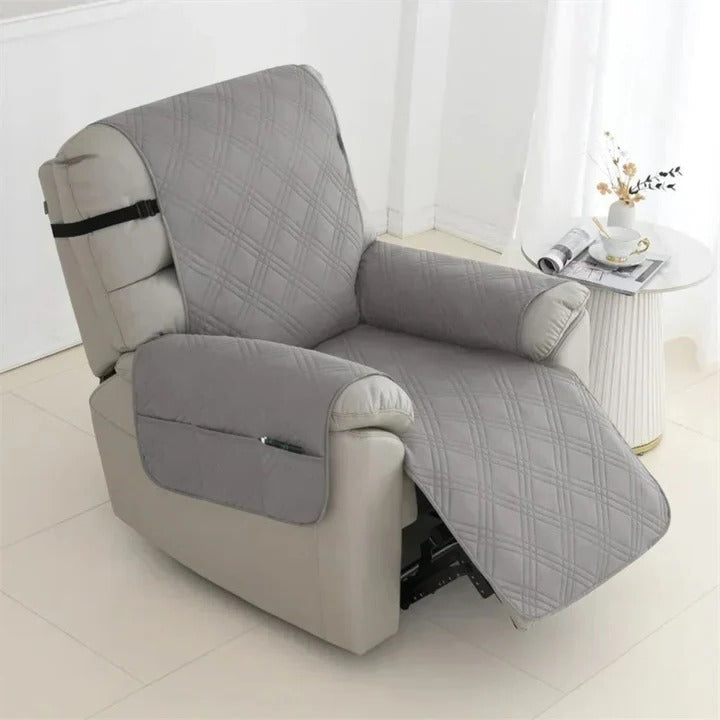 Non-Slip Waterproof Quilted Recliner Cover with Elastic Straps - Durable Furniture Protector for Recliners
