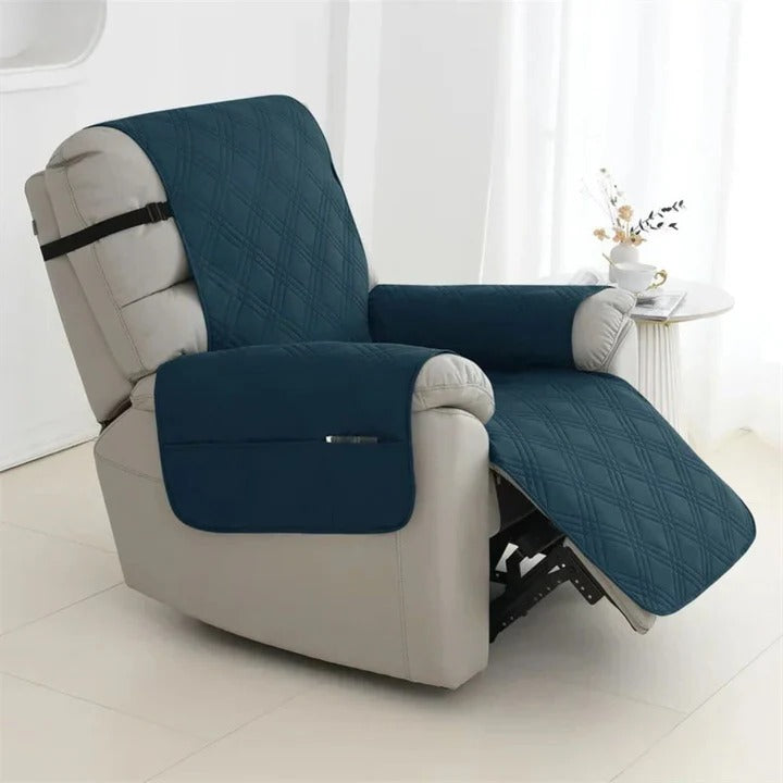 Non-Slip Waterproof Quilted Recliner Cover with Elastic Straps - Durable Furniture Protector for Recliners