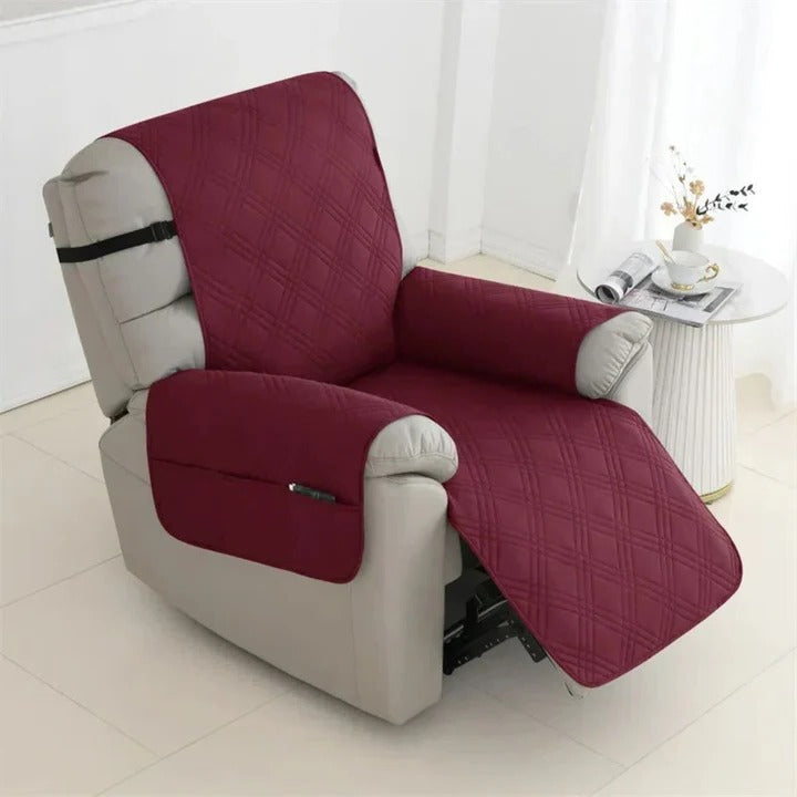 Non-Slip Waterproof Quilted Recliner Cover with Elastic Straps - Durable Furniture Protector for Recliners