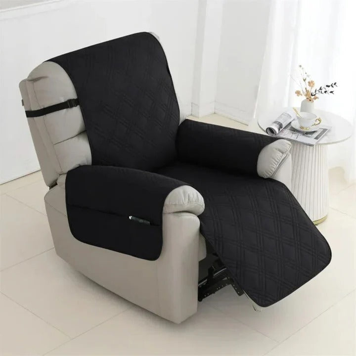 Non-Slip Waterproof Quilted Recliner Cover with Elastic Straps - Durable Furniture Protector for Recliners
