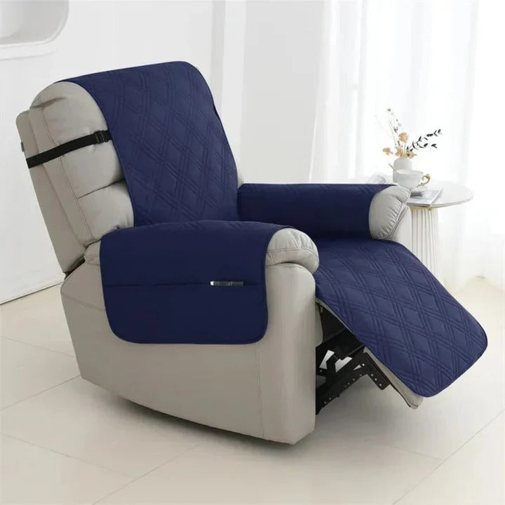 Non-Slip Waterproof Quilted Recliner Cover with Elastic Straps - Durable Furniture Protector for Recliners