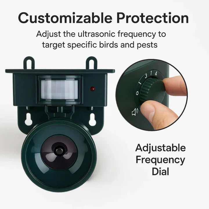 Solar-Powered Outdoor Motion-Activated Bird Deterrent Sound Device - Eco-Friendly Pest Control Solution