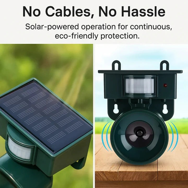 Solar-Powered Outdoor Motion-Activated Bird Deterrent Sound Device - Eco-Friendly Pest Control Solution