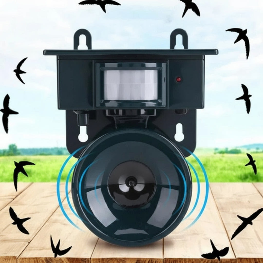 Solar-Powered Outdoor Motion-Activated Bird Deterrent Sound Device - Eco-Friendly Pest Control Solution