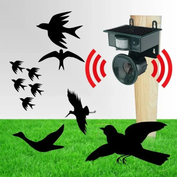 Solar-Powered Outdoor Motion-Activated Bird Deterrent Sound Device - Eco-Friendly Pest Control Solution