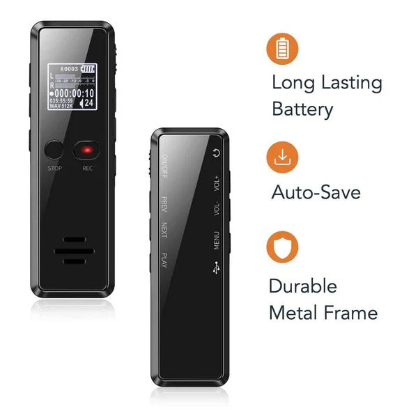 Digital Voice Recorder with Auto Save, Playback Speaker, and High-Quality Audio Capture